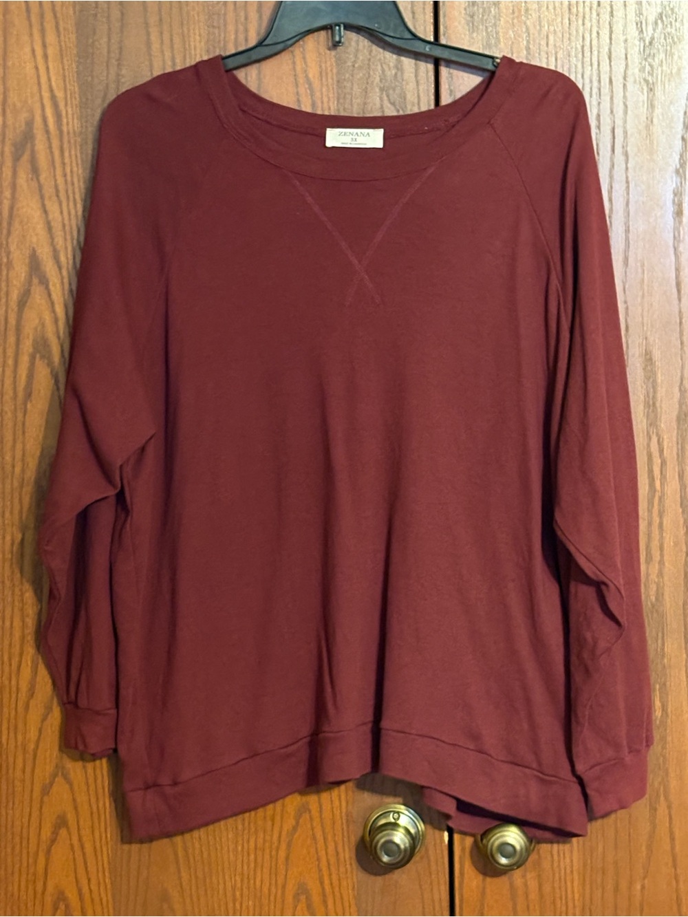 Zenana Outfitters Burgundy Long Sleeve Crewneck Sweatshirt
